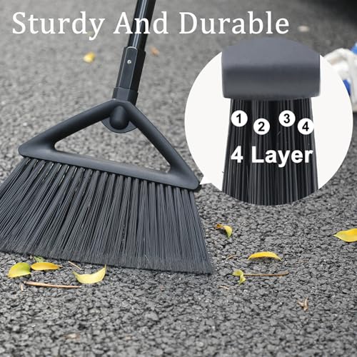 Image of Heavy Duty Black Angle Broom with Long Handle - 1 Pack