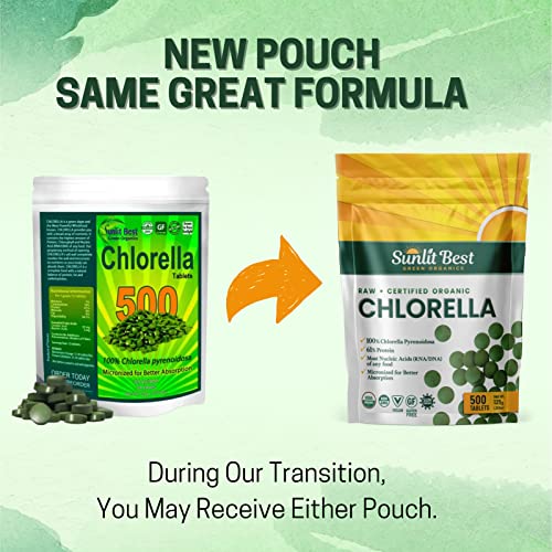 Chlorella Tablets Mega-Pack 500 Tablets Cracked Cell, Raw, Non-Gmo. 100% Pure Chlorella Pyrensoidosa. Green Superfood. High Protein, Chlorophyll & Nucleic Acids. No Preservatives Or Fillers #TOP1