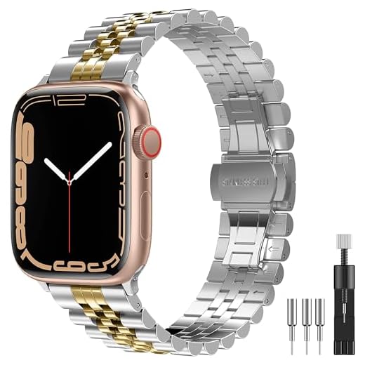 Diruite für Apple Watch Series 7 45mm/6/5/4/SE 44mm Armband,Neues Upgrade Galvanisieren Edelstahl Metall Mit Doppelt Faltschließe Ersatzarmband für iWatch 7/6/5/4/SE 44(45)mm