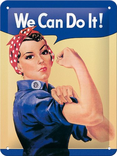 Nostalgic-Art Cartel de Chapa Retro USA – We Can do it – Idea de Regalo para la Cocina, metálico, Diseño Vintage para decoración Pared, 15 x 20 cm