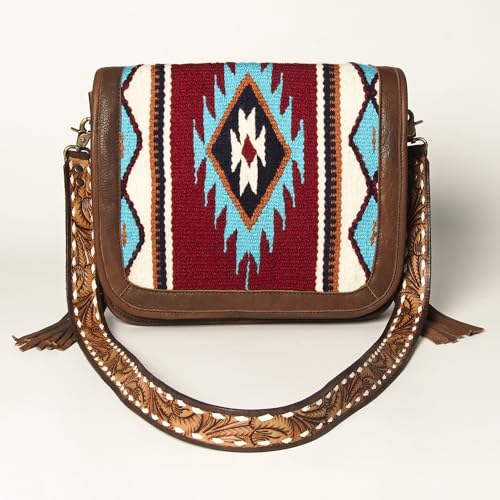 American Darling Cross Body Saddle Blanket Fabric Genuine Leather Western Women Bag Handbag Purse | Crossbody for Cute Travel2