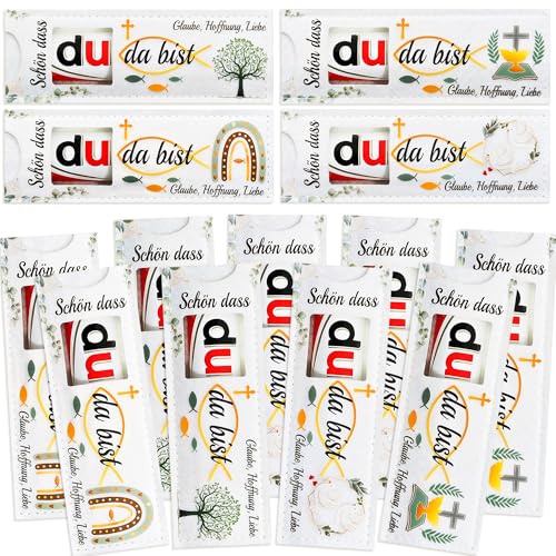 24Stück Gastgeschenk Kommunion Taufe Konfirmation Geeignet für Jungen und MädchenGastgeschenk TaufeSchön dass du da bistGeschenkbox aus Filz mit thematischem Muster-Syoulin