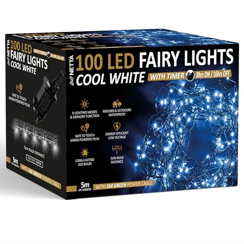 NETTA Christmas Tree Lights 100 LED 5m Fairy String Lights Plug in ...