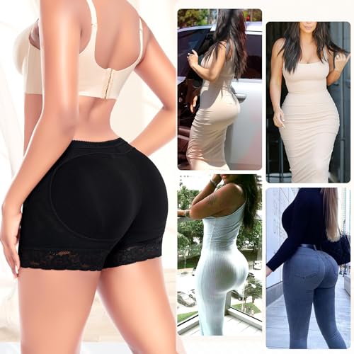 Image of Padded Underwear for Women Butt Pads Shapewear Shorts Booty Padding Lace Panties Butt Lifter Hip Enhancer