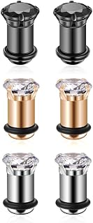 Gabry&jwl 6PCS Stainless Steel Ear Gauges Plugs Tunnels Set 2G-8G CZ Prong Ear Stretchers with O-Rings