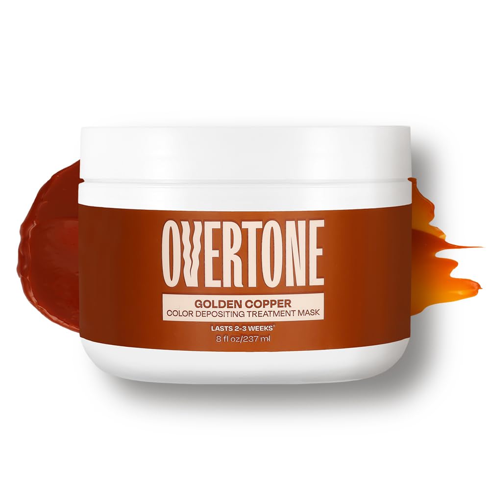 Overtone Semi Permanent Hair Color Conditioner, Golden Copper, 8 oz, Nourishing, Damage-Free, Color Depositing Mask for All Hair Types with Shea Butter & Coconut Oil, Vegan & Cruelty-Free