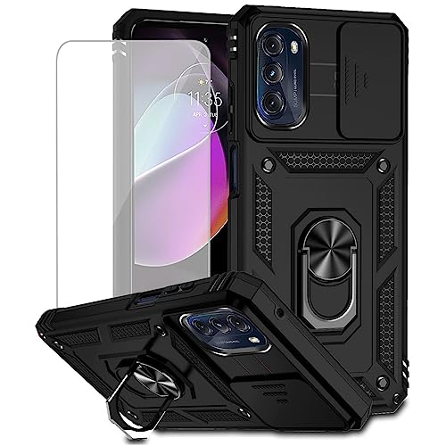 Coque pour Moto G 5G 2022 Noir avec protège-caméra coulissant
