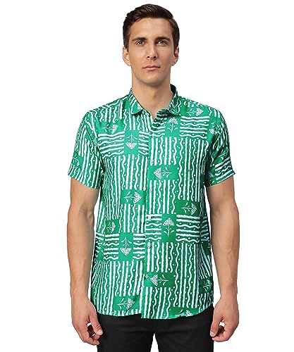 Image of Venisa Men's Cotton Blended Printed Casual Shirt