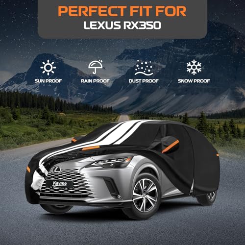 Image of Kayme Car Cover for Lexus RX RX300 RX330 RX350L RX400H RX450H (1999-2026) | Waterproof All Weather for Automobiles, Gift with Tape /Towel /Bag, Outdoor Full Exterior Cover Rain Snow Sun UV Protection.