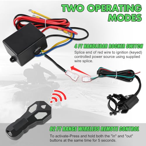 STEGODON 3500 lb Winch ATV UTV Electric Winch,12V Waterproof Winch Synthetic Rope Trailer Electric Winch with Wired Remote and Wireless Remote for ATV UTV Towing,Boat,Off-Road