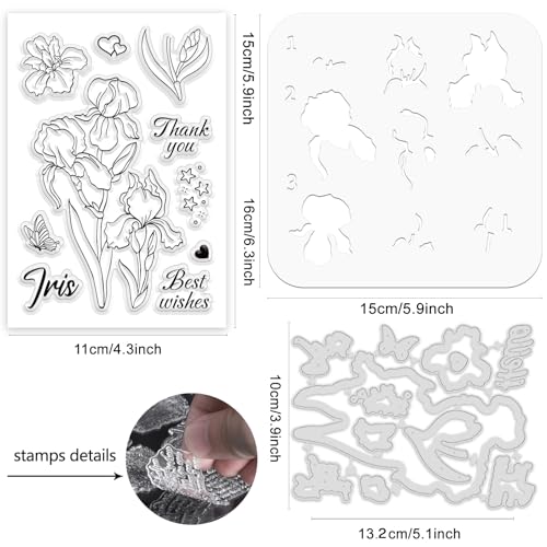 Pochoirs et matrices fleur Iris scrapbooking bricolage créatif