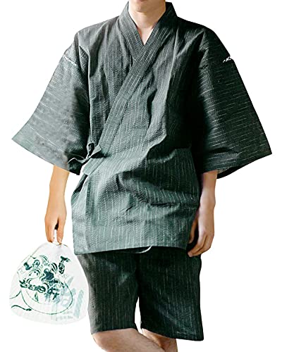 [KIMONOMACHI] [ 京都きもの町 オリジナル メンズ 甚平 多色混変わり縞 綿麻甚平 Lサイズ 父の日 ギフト プレゼント 部屋着 ルームウェア 大きいサイズの商品画像（Amazon）