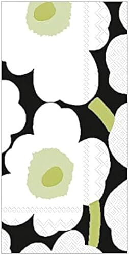 Boston International Marimekko - Toallas de mano para baño, papel para invitados, desechables, color blanco y negro, paquete de 32 unidades