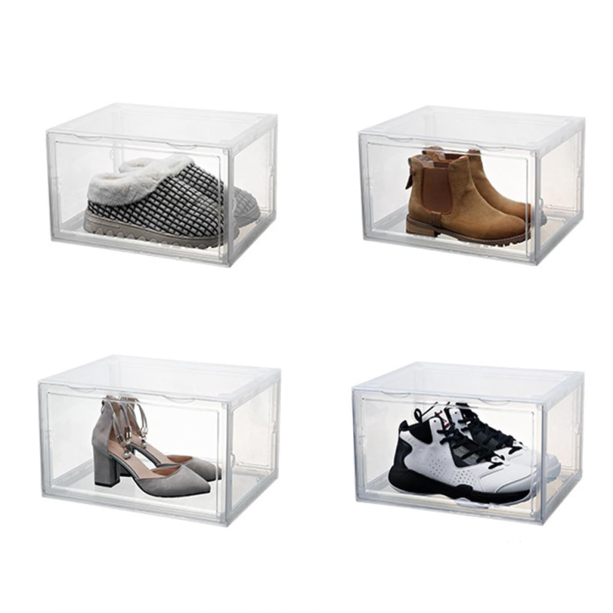 Contenedor seguro y fácil de encontrar para zapatos con panel transparente Homoyoyo