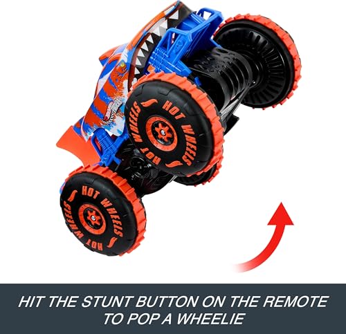 Hot Wheels Monster Trucks Remote Control Toy Vehicle, Large-Scale RC Tiger Shark Climber with 3 Modes of Play for Racing, Climbing & Stunting - Image 4