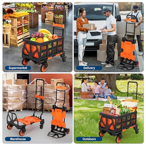 Carretilla plegable Heavy Duty 2-en-1 con cesta removible miniatura 6