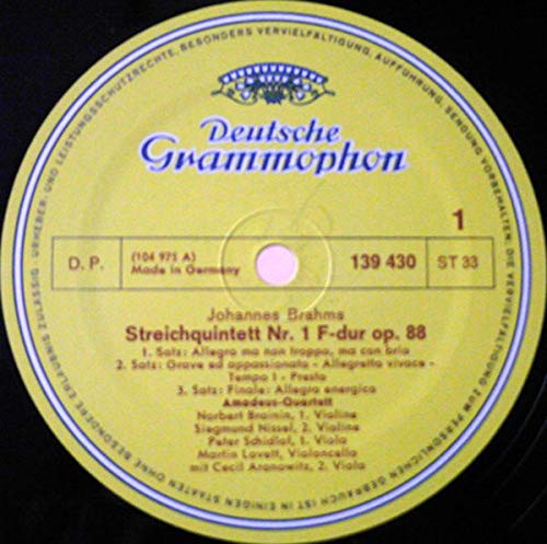 Brahms: Streichquintette Nr. 1 F-dur & Nr. 2 G-dur [Vinyl LP] [Schallplatte]