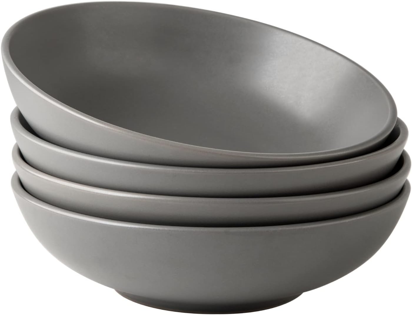 AmorArc Large Pasta Bowls, 36oz Large Ceramic Salad Serving Bowls, Pasta Bowls Set of 4 for Kitchen, Chip-resistant, Microwave and Dishwasher Safe, Matt Gray