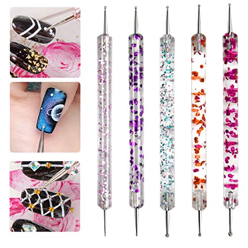 HQdeal 5 Stks Nail Dotting Pen, Dotting Painting Pen Polish Carving Tool, Nail Art Dotting Tool, Nail Polish Paint… - Afbeelding 5