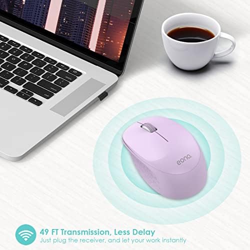 Amazon Brand - Eono Wireless Mouse for Laptop Ergonomic Cordless USB Mice with 1600DPI, Silent Click Optical Tracking for PC Tablets Chromebook Notebook MacBook Office Home Work-Purple