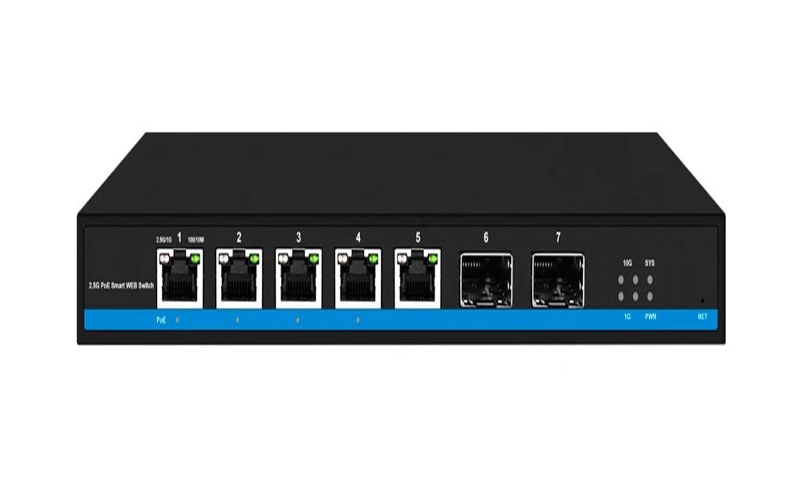 OSHZIKJII L2- Managed 2-port 10G uplink s-f.p 5-port 2.5-G Rj45 P-O//E Ethernet Switch, IEEE802.3af/at Network Switch Splitter Fanless(2.5G PoE Switch)