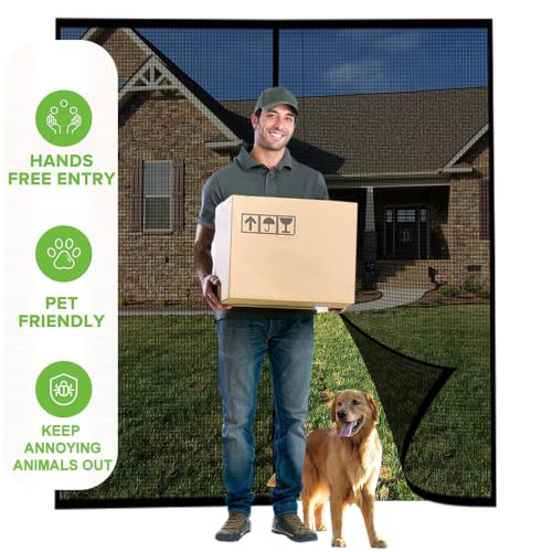 Image of Garage Screen for 1 Car, 8x8 ft Single Magnetic Fiberglass Door Mesh Net
