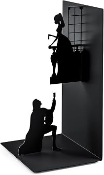 Balvi Romeo & Juliet Metal Bookend Decorative Book Holder Inspired by Shakespeares Classic Play Ideal for Home and Office Decor Durable Black Metal Construction Sujetalibros