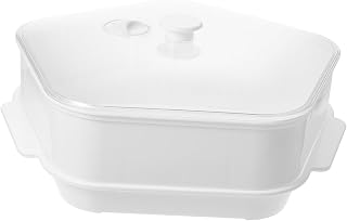 Cabilock 1Set Convenient Plastic Steamer with Lid Microwave Oven Safe Capacity Food Storage Container for Home Use Reduces Water Loss Prevents Oil Splashing