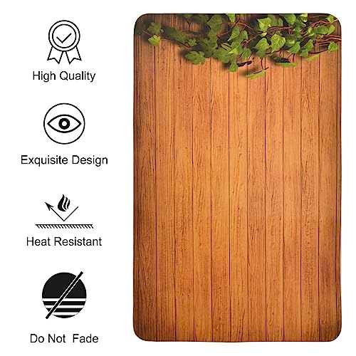 Image of Yellow Weaves 4 Piece Wooden Style PVC Dining Table Placemats, (Color - Brown)