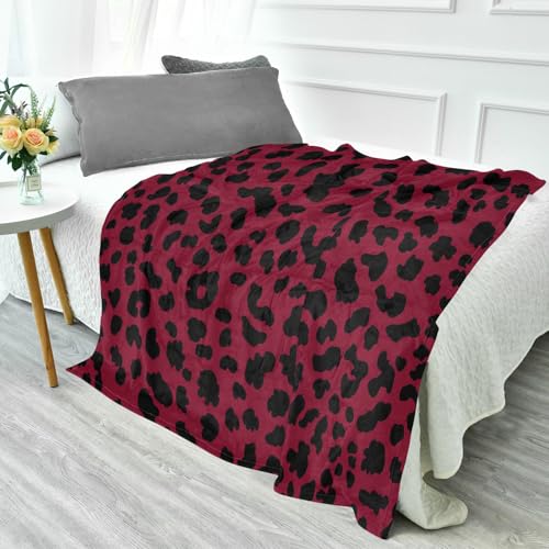 Couverture léopard bordeaux douce 127x178 cm lit haut de gamme - 5