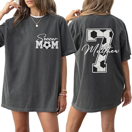 NAZENT Custom Soccer Mom Shirt with Name & Number, Personalized Senior Team Hoodie, Sports Gifts, Cheer Gift for Family