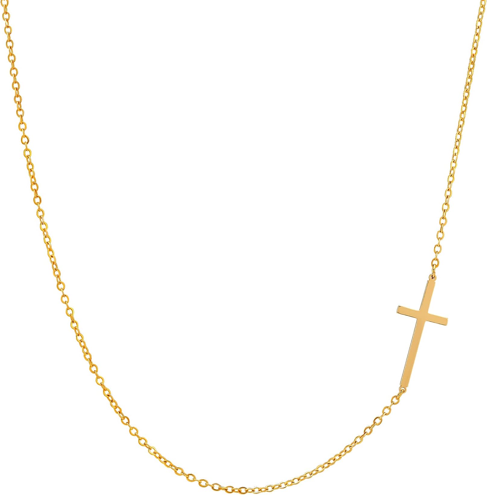 NECOCYGold Cross Necklace for Women,14k Gold Plated Layered Herringbone Papaerclip Necklaces Dainty Gold Cross Necklace Simple Cute Pendant Corss Necklace for Women Girls Gold Jewelry