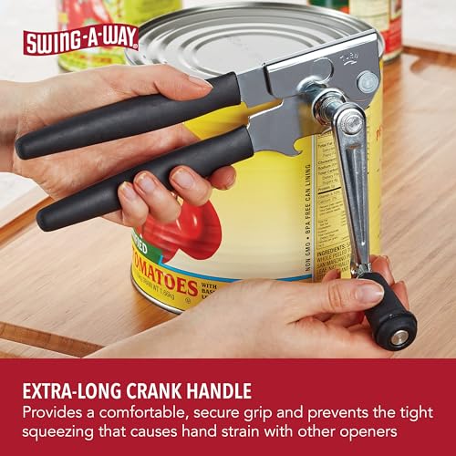Swing-A-Way Easy-Crank Can Opener with Folding Crank Handle, Manual Hand Held and Sharp Blade, Stainless Steel, Easy Turn Knob, Basic Kitchen Essentials, For all Can Sizes (Black) view 5