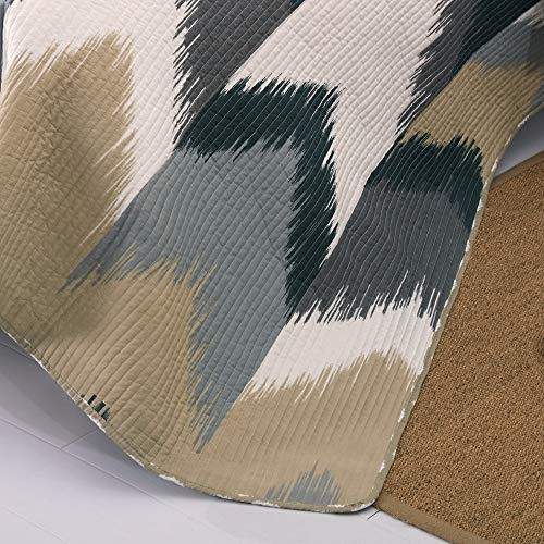 Yayiday Bedspreads Quilt Set Oversized Queen - Peach Skin Fabric Summer Bedding - Breathable Coverlet With Pillow Shams, Geometric Modern Black Grey Taupe White Pattern Chevron #TOP5