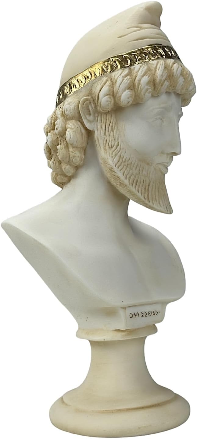 Odysseus Greek King of Ithaca Bust Trojan War Hero Cast Marble Statue Sculpture