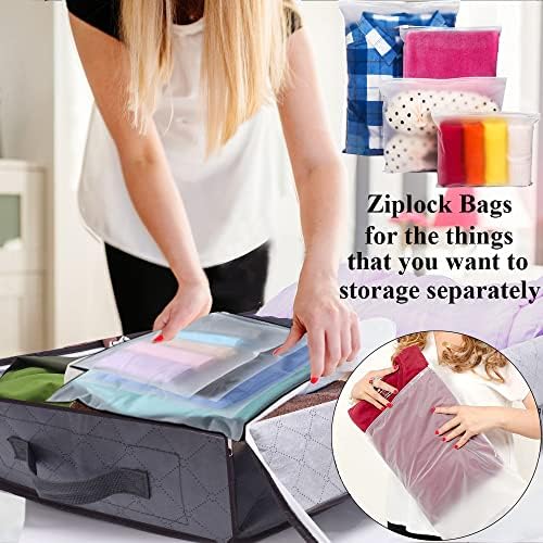 Underbed Storage Bags Organizer with Clear Windows and Reinforced Handles for Clothing Blankets Bedding Comforters (5Pack-100L)