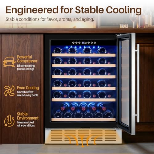 Image of 24 Inch Wine Fridge, 51 Bottle Wine Cooler Under Counter