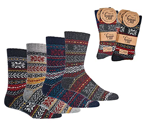 Leo Design 2 Pairs of Norwegian Wool Socks for women, Thermal Knitted, Nordic Hygge Crew Soft Warm, Thermal, Multicolored3
