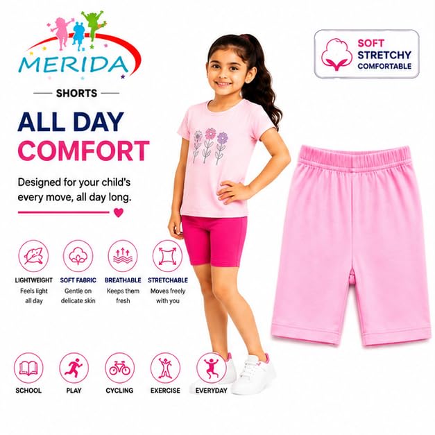 Image of MERIDA Cotton Cycling Shorts for Girl's Pack of 3