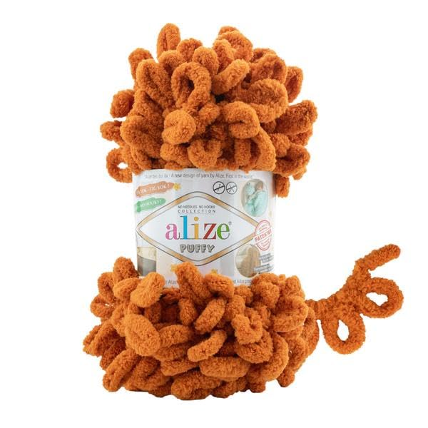 Alize Puffy Baby Big Loop Blanket Yarn 100% Micropolyester Soft Wool Each Ball 100g 9m - 234 Tobacco Brown
