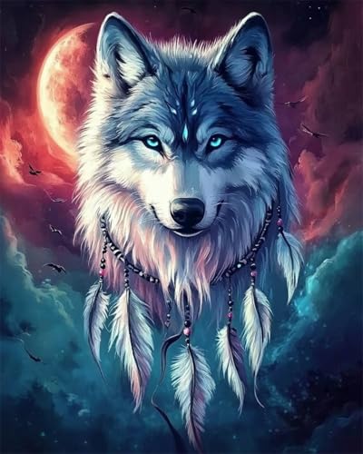 Broderie perlée loup fantastique pour décorer votre salon cocooning