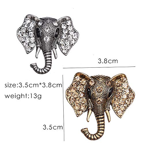 Image of 2pcs Crystal Elephant Animal Brooch Pins Set for Women Corsage Brooches Pin for Unisex Vintage Brooch Pin Jewelry (2 Pcs Gold Silver)
