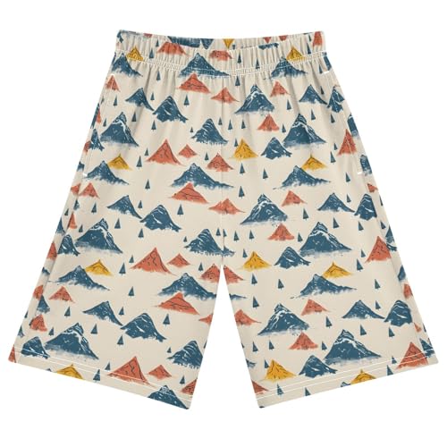 ALAZA Color Mountain Pine Tree Pajama Shorts Elastic Waist Casual Sleep Shorts with Pockets Size 6-14