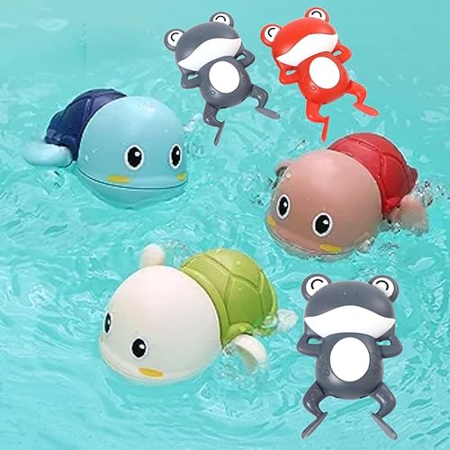 Image of COSMOBABY Premium (Turtle & Frog Combo) Bath Toys, Cute Swimming Bath Toys for Toddlers 1-3, Floating Wind Up Toys for 1-5 Year Old Boy Girl, New Born Baby Bathtub Water Toys, Proudly Made in India