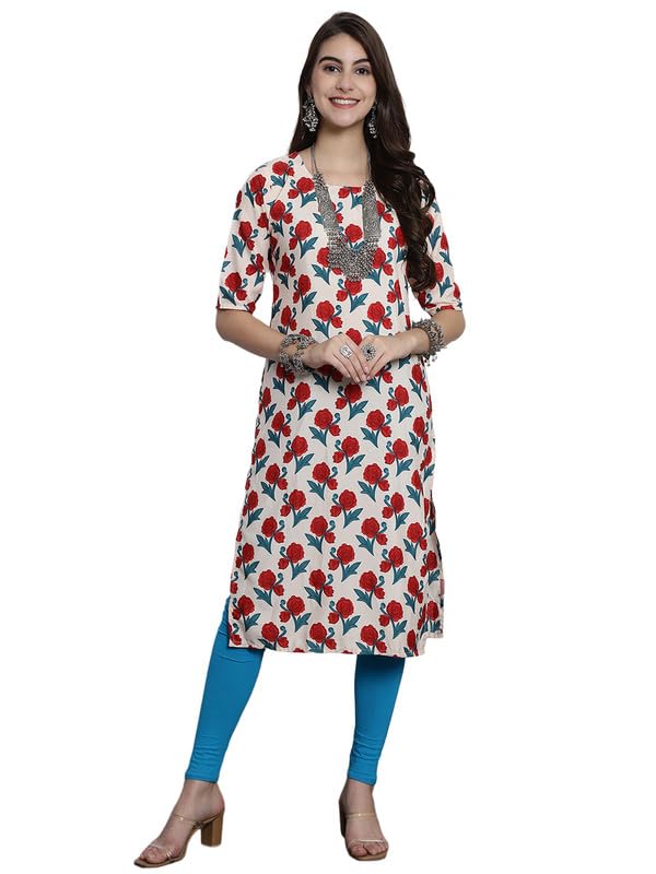 Image of 7Threads Kurti for Women|Kurti|Kurta|Kurta for Women|Crepe Kurti|Printed Kurta|Crepe Straight Kurti Kurti