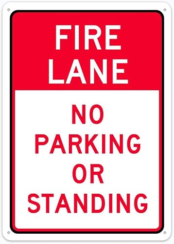 8"x12" Tin Metal Sign - Fire Lane No Parking Or Standing - Decorative Wall Art For Home, Farmhouse, Bar, Cafe, Yard