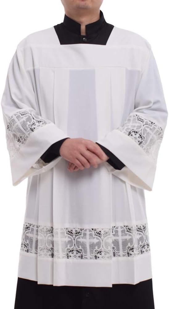 Catholic Pleated Lace Surplice Liturgical Cotta Vestment