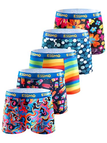 5-Pack Men's Colourful Boxer Briefs Breathable Underwear Trunks Summer Under Panties2