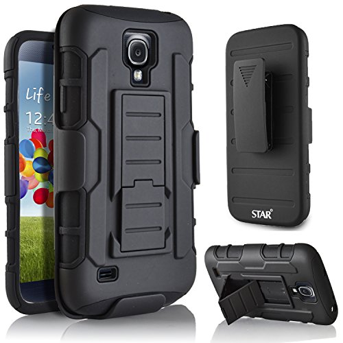 Galaxy S4 Mini Case, Galaxy S4 Mini GT-I9190/9192/9195 Case, Starshop Hybrid Full Protection High Impact Dual Layer Holster Case with Kickstand and Locking Belt Swivel Clip