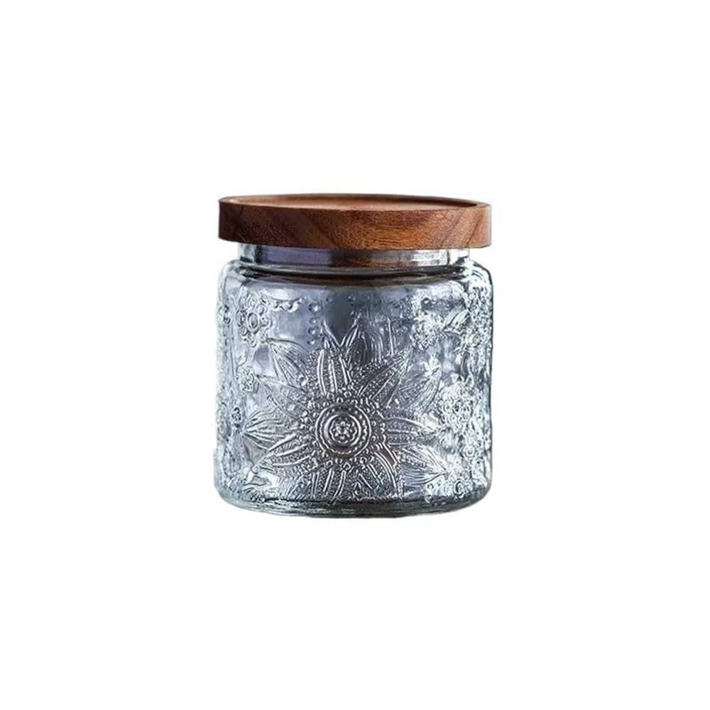 ZYYANSHOP Butter Dish Glass Butter Dish Cubic Embossed Pattern Used in the Kitchen to Store Coffee Beans Jar